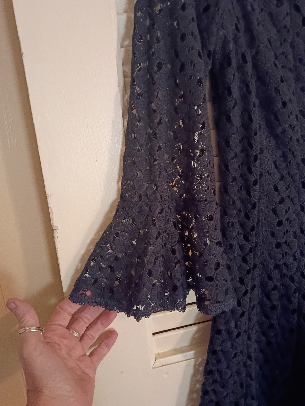 Rabbit Rabbit Rabbit Navy Lace Bell-Sleeve Mini Dress - Picture 4 of 6